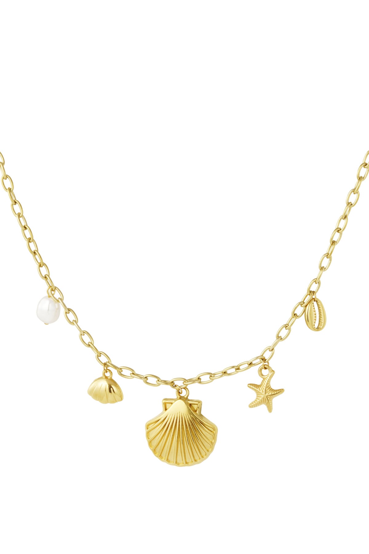 Seashell charm necklace - Gold color h5 