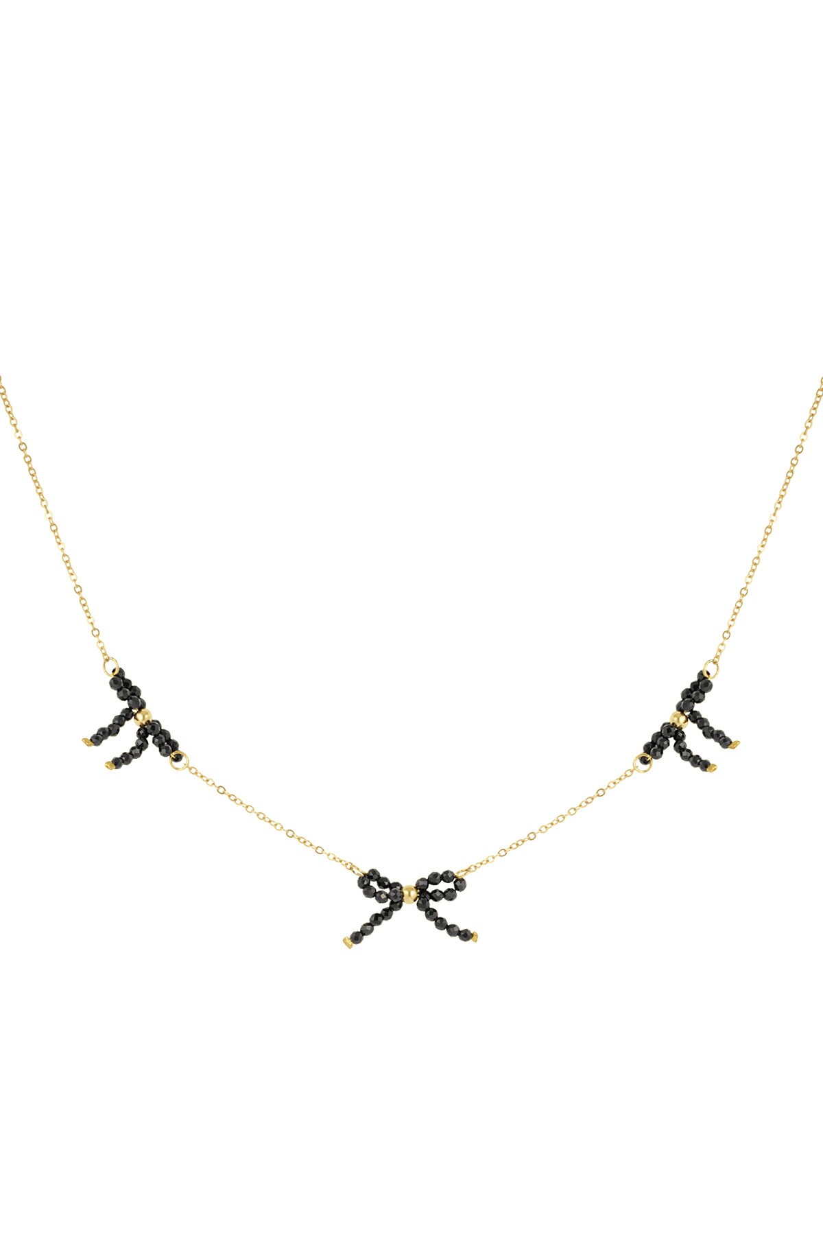 Beaded bows necklace - Gold color h5 