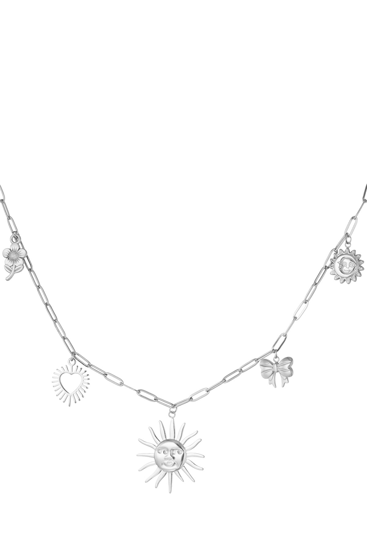 Funky charms necklace - Silver color h5 