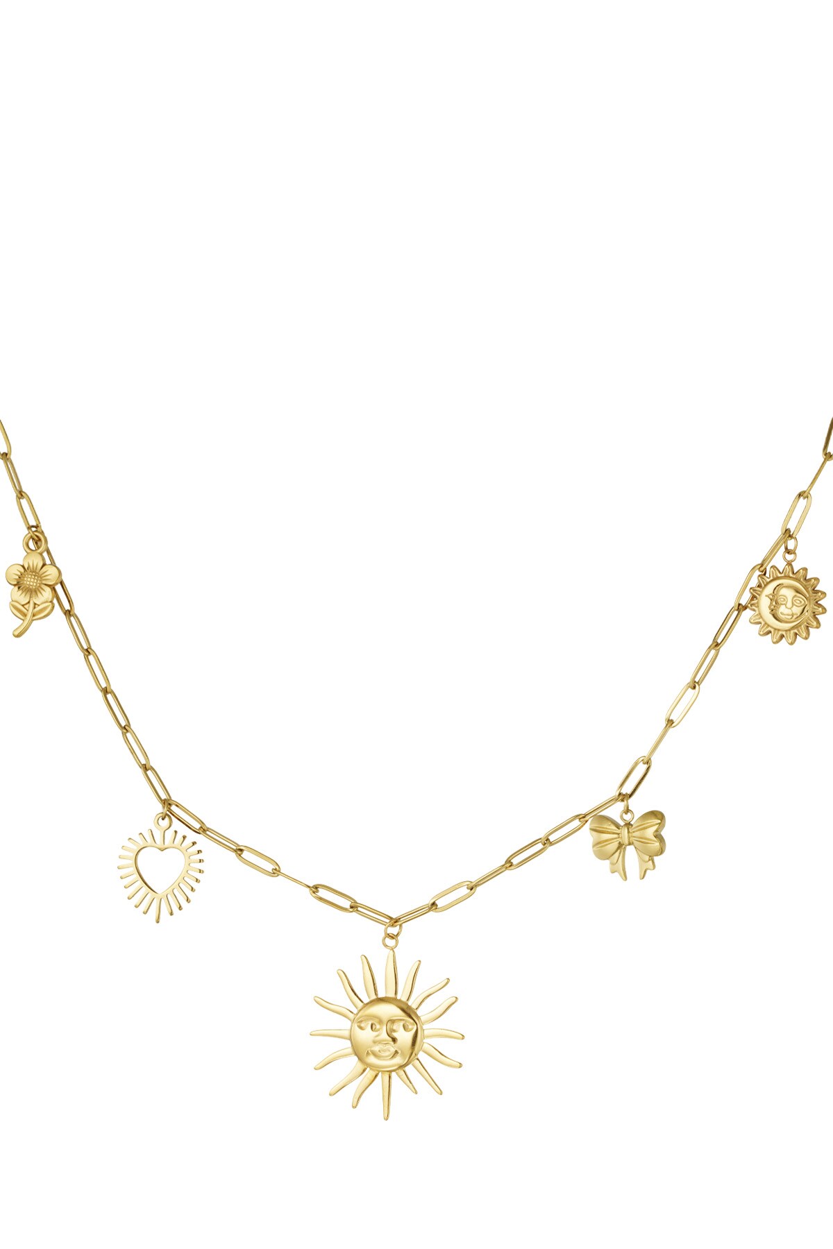 Funky charms necklace - Gold color 