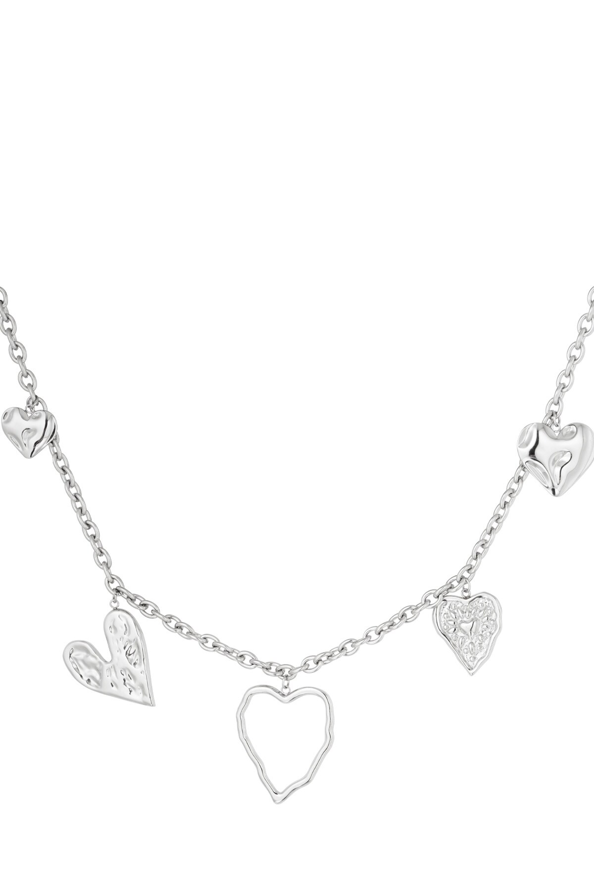 Heartful statement necklace - Silver color h5 