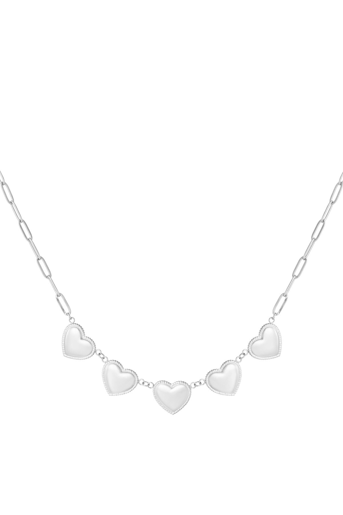 Small Heart studs necklace - Silver color h5 