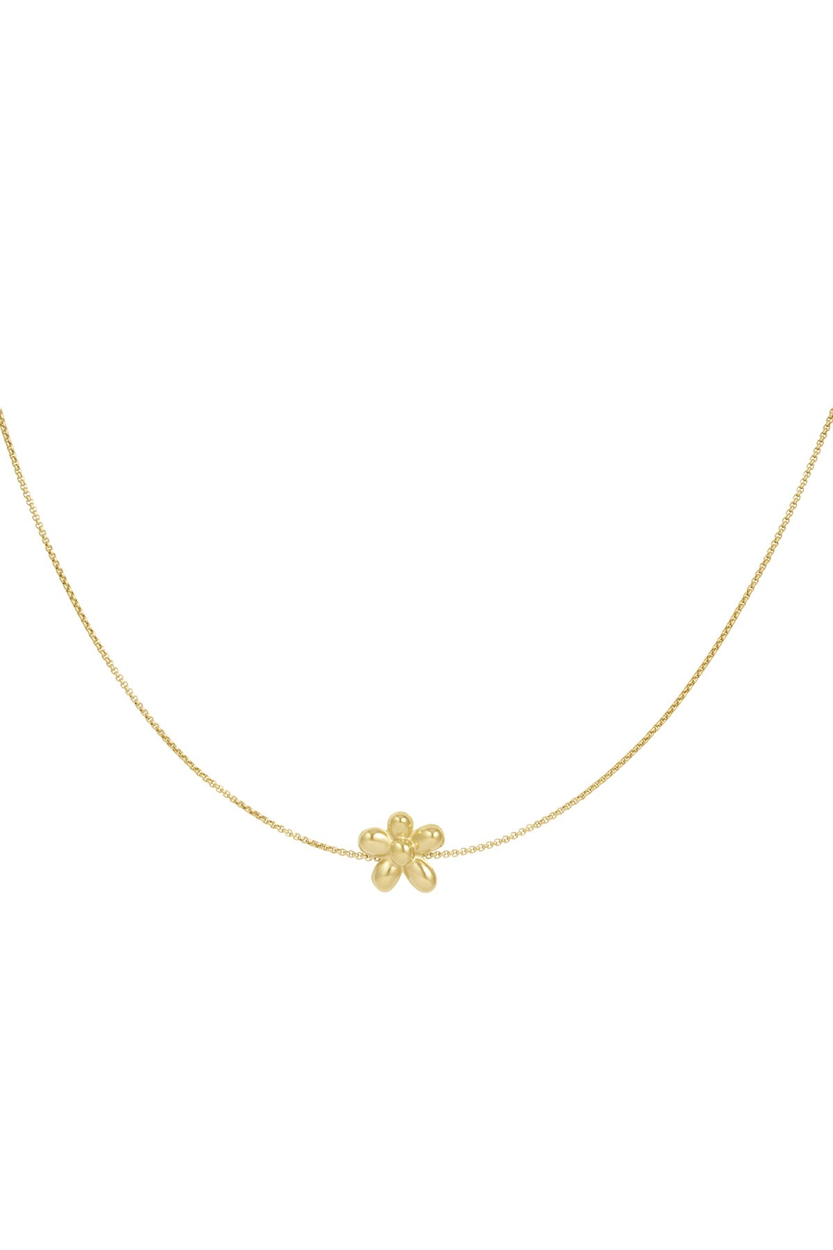 Puffy flower necklace - Gold color h5 