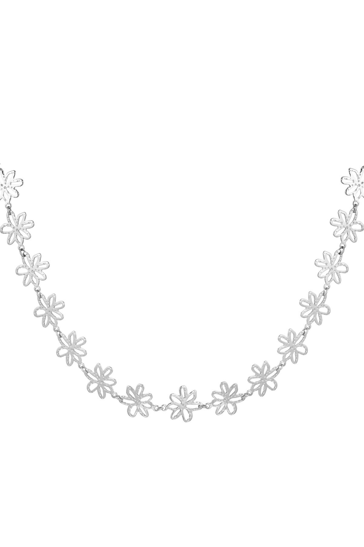 Flower Party Necklace - Silver color h5 