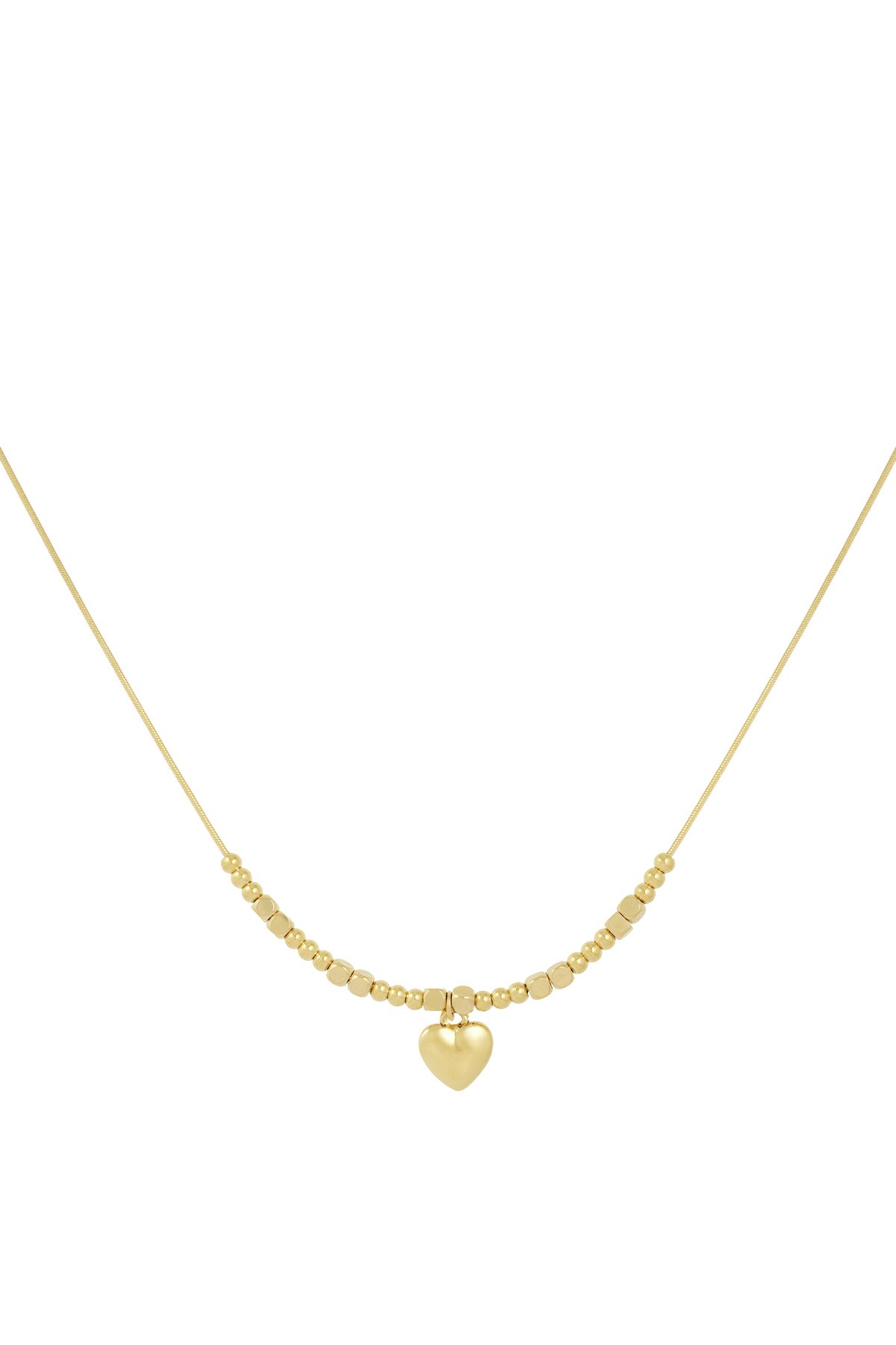 Beaded Heart Necklace - Gold color 