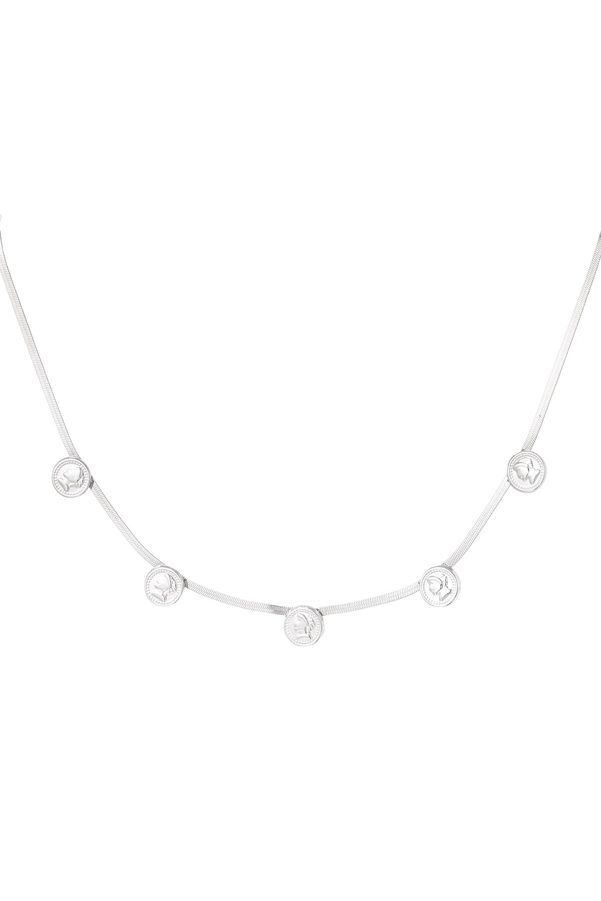 Coin Flat chain necklace - Silver color 