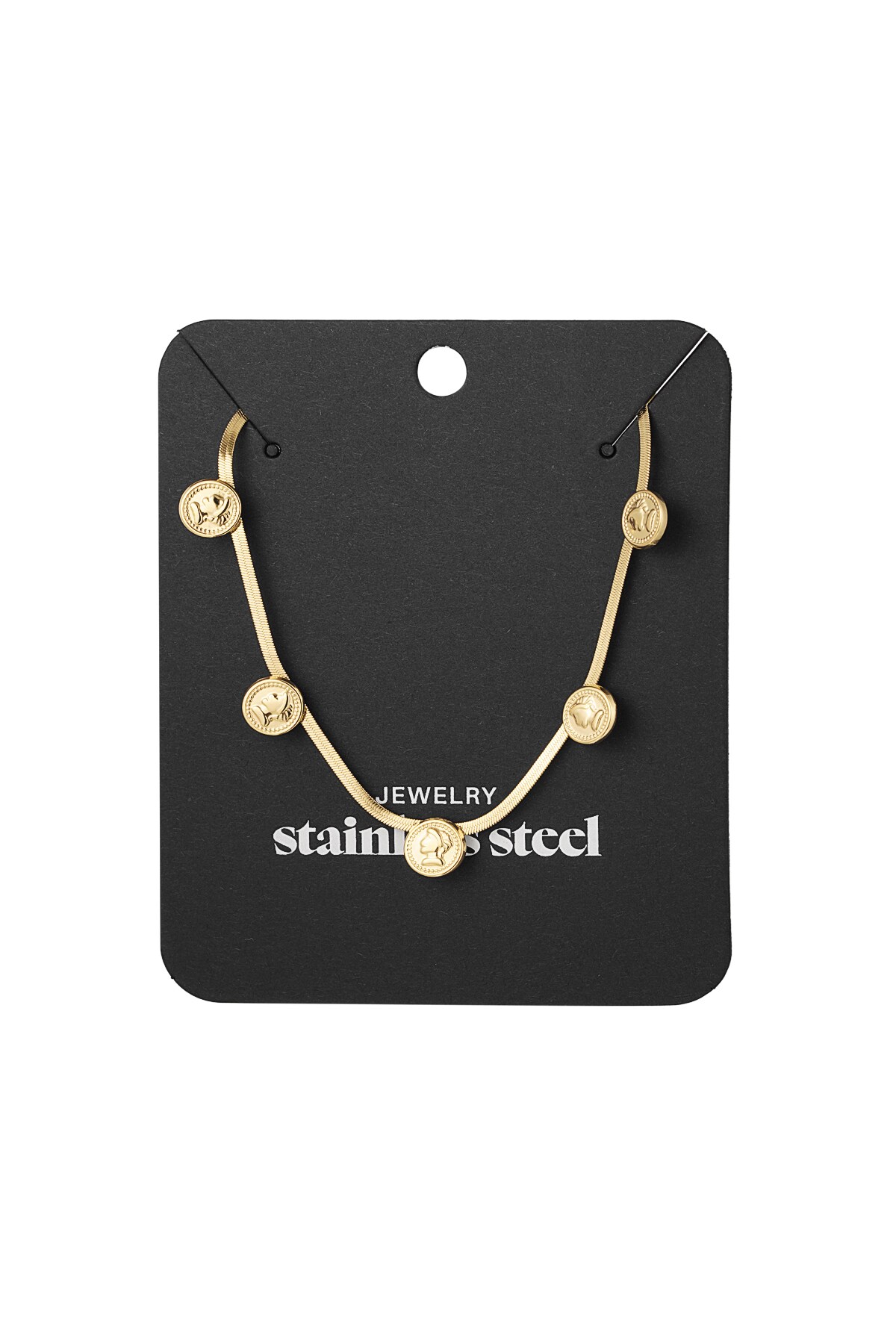 Coin Flat chain necklace - Gold color Picture3