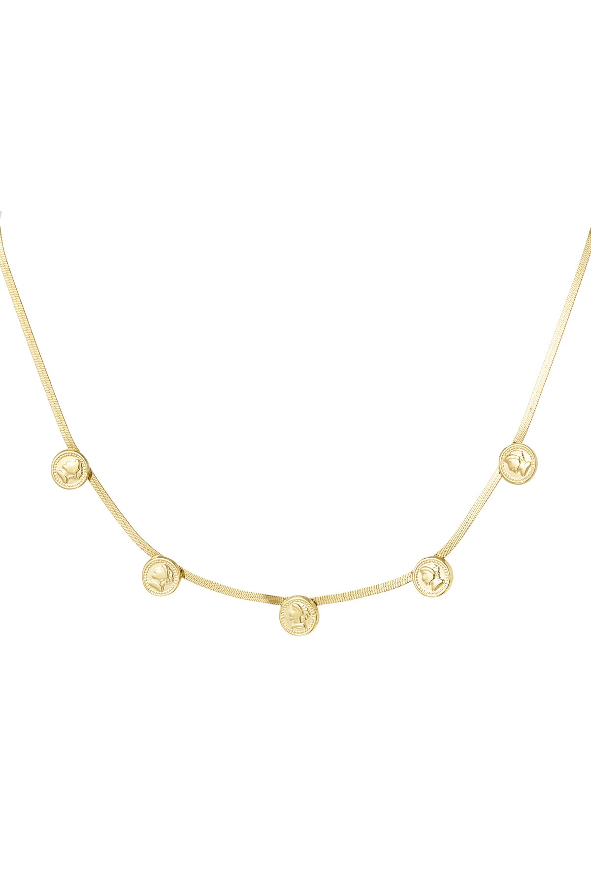 Coin Flat chain necklace - Gold color h5 