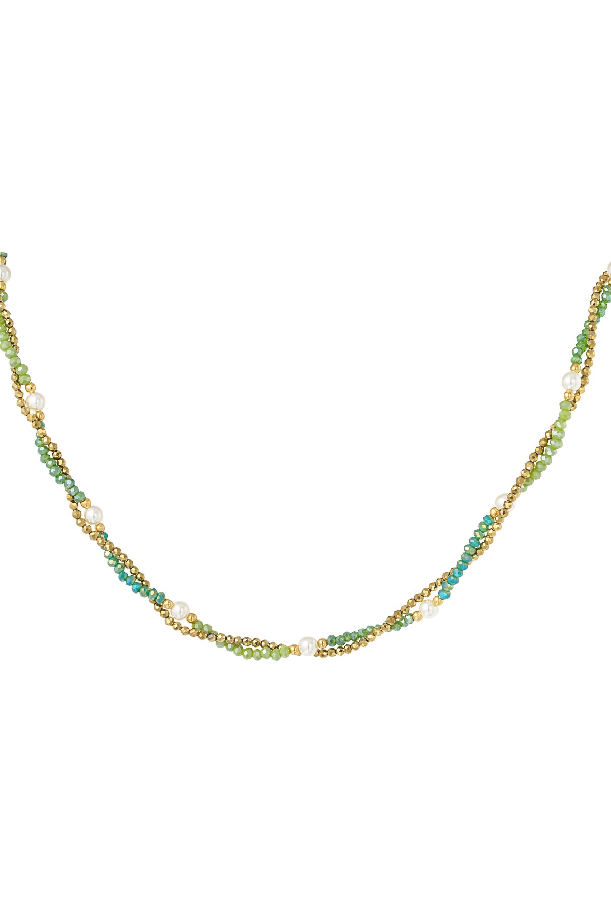 Twisted Beaded Necklace - Green & Blue 