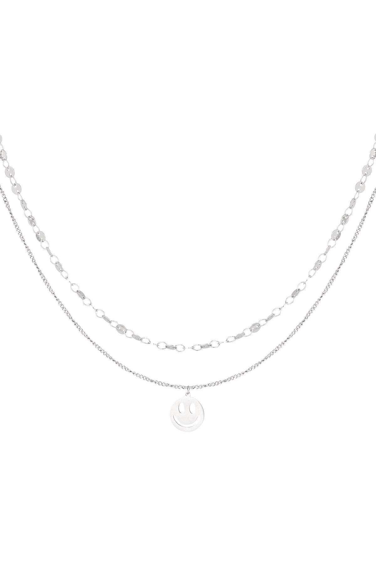 Necklace smiley day - Silver color h5 