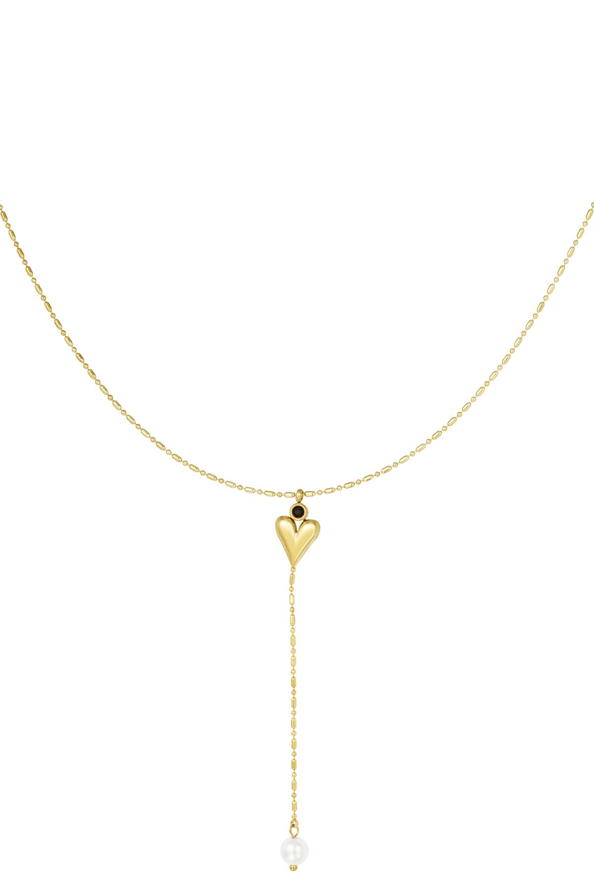 Classic heart & pearl necklace - Gold color h5 