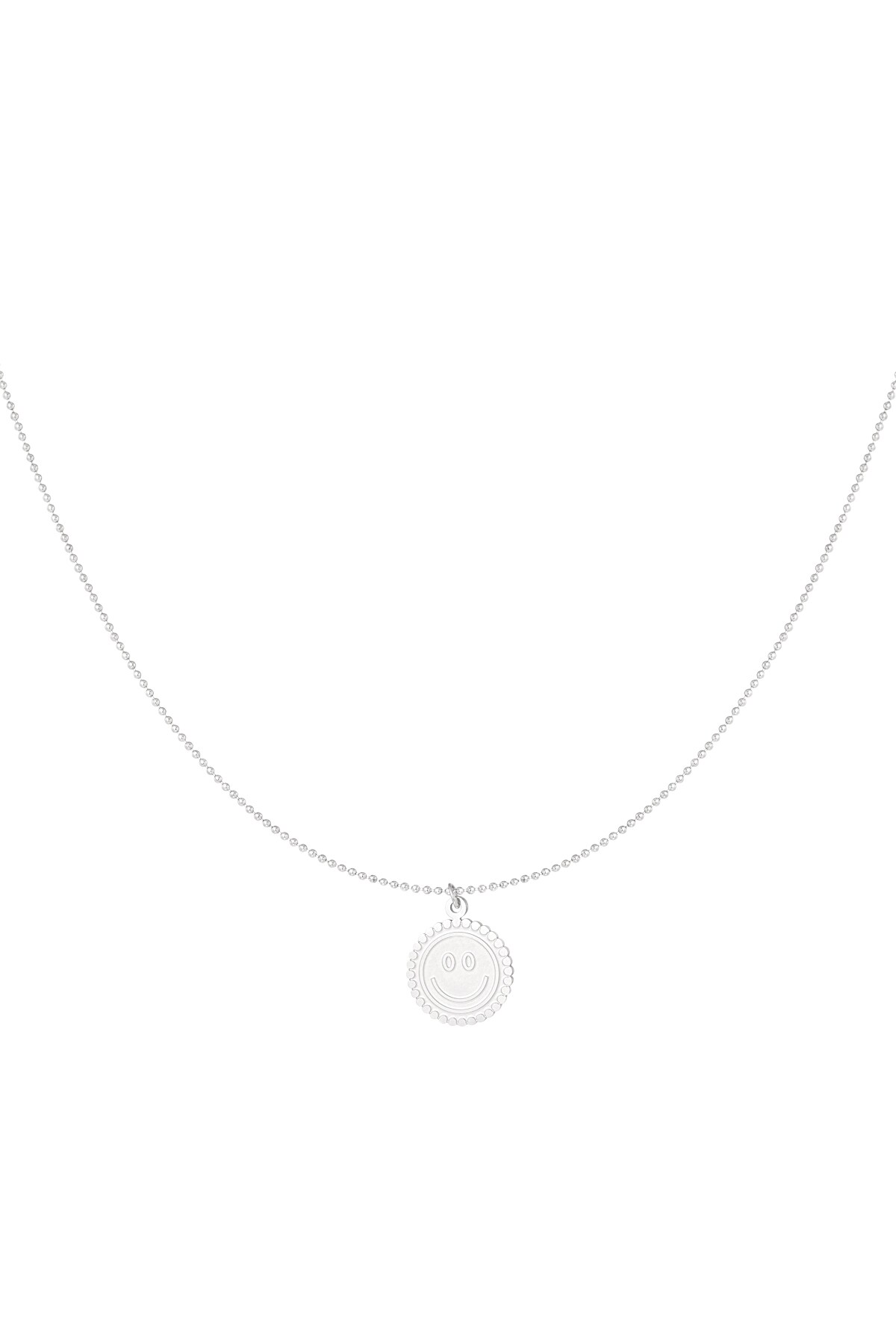 Necklace smiley happy life - Silver color h5 