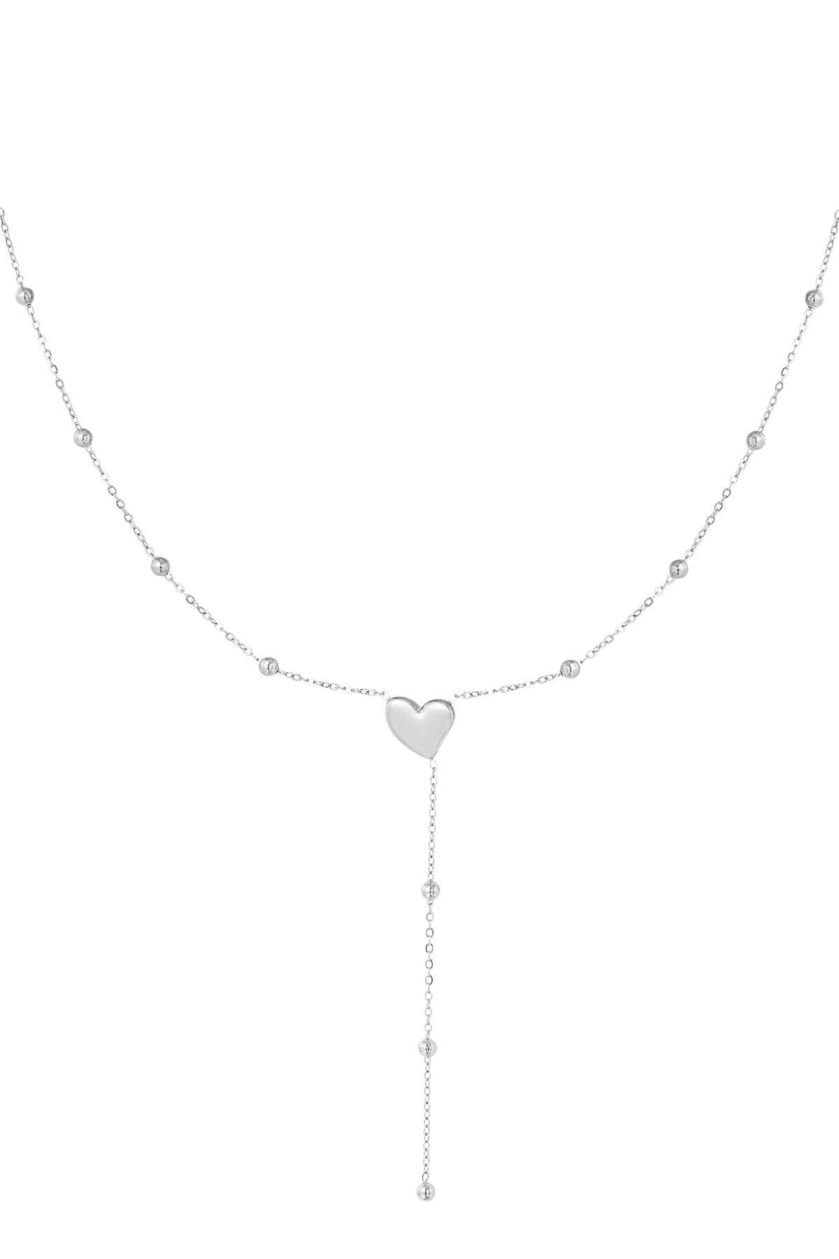 Heart necklace with balls - Silver color h5 