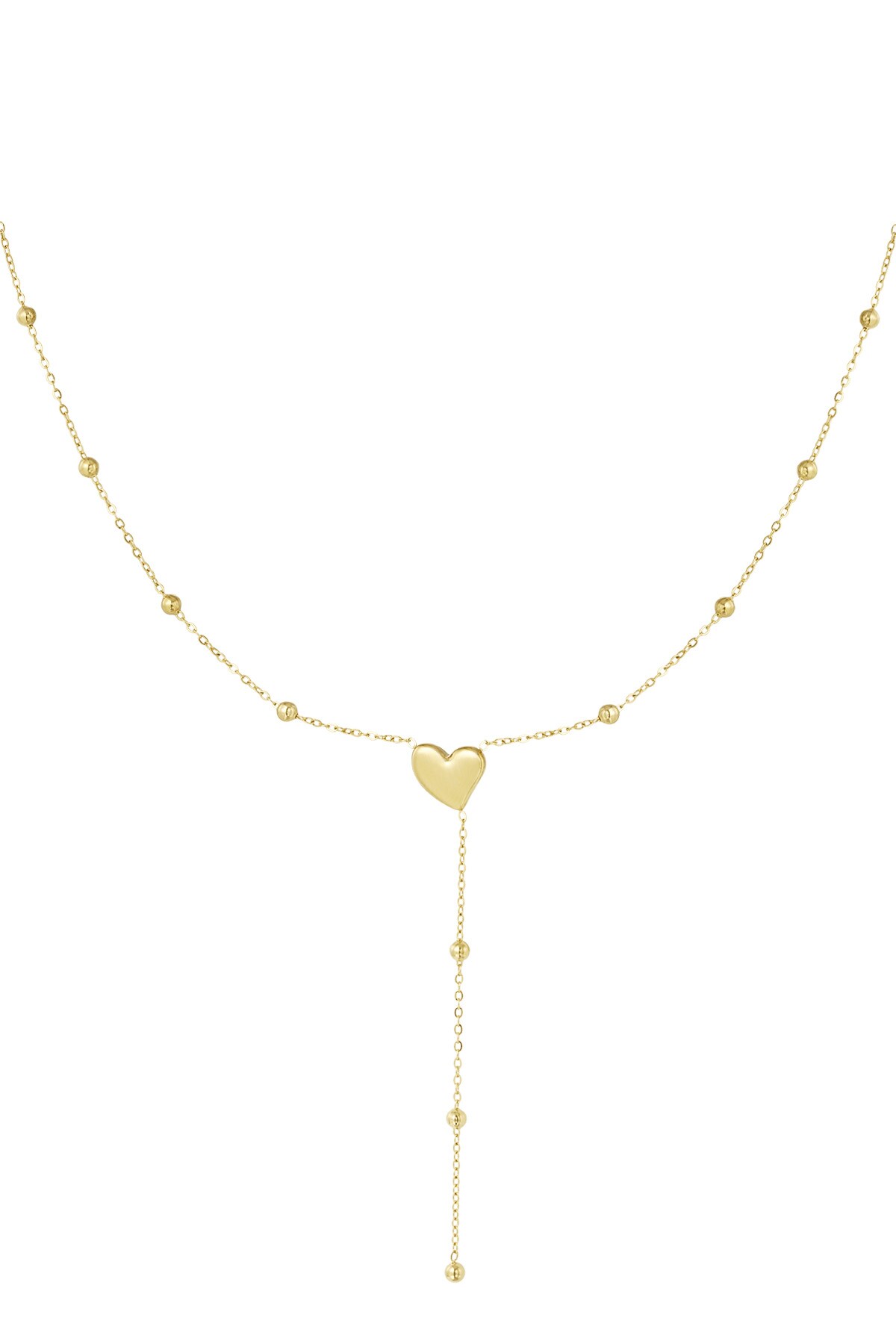 Heart necklace with balls - Gold color h5 