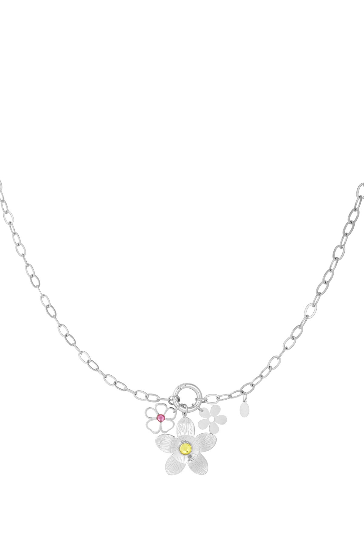 Happy flower necklace - Silver color h5 