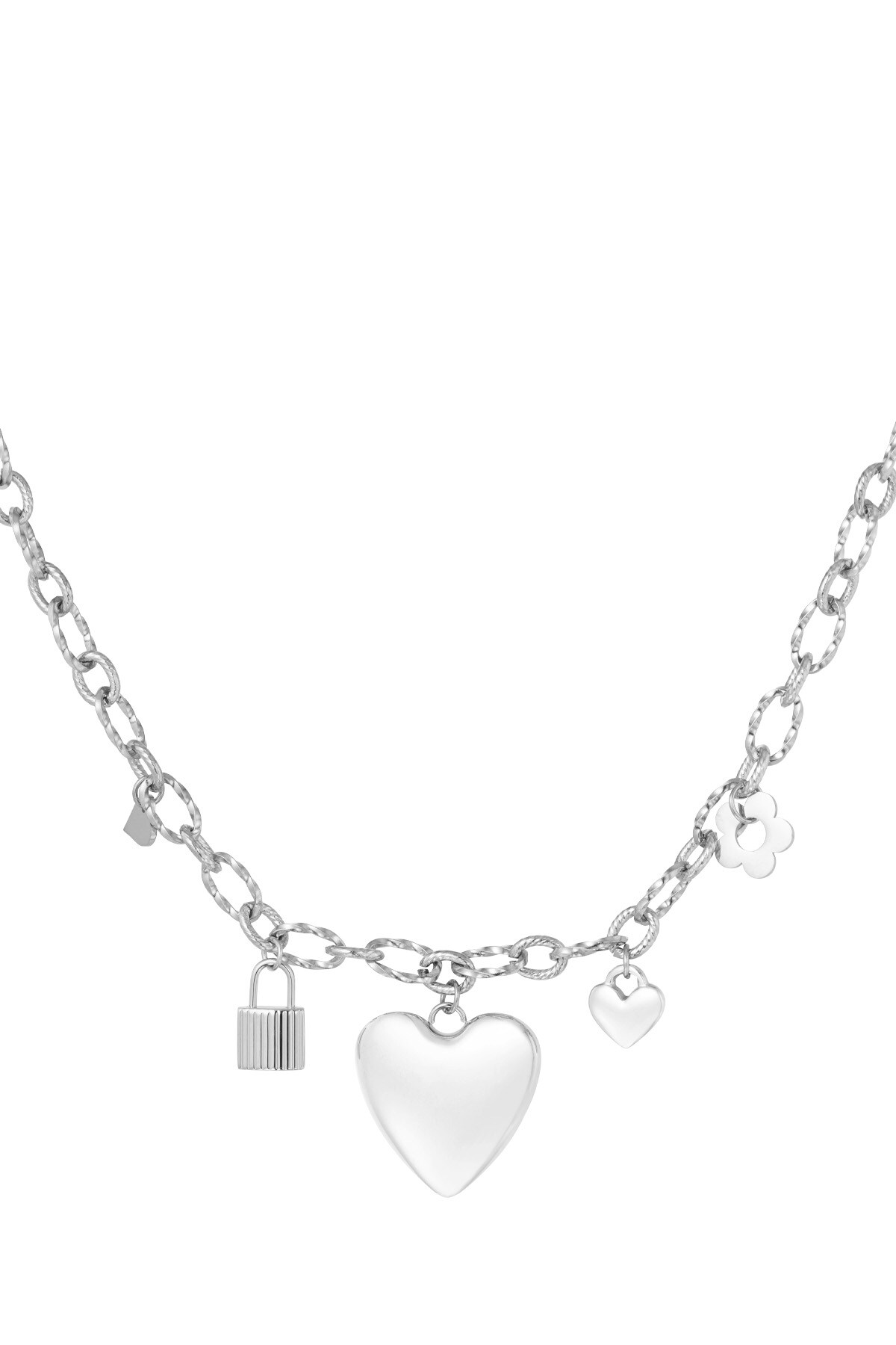 Locked love charm necklace - Silver color h5 