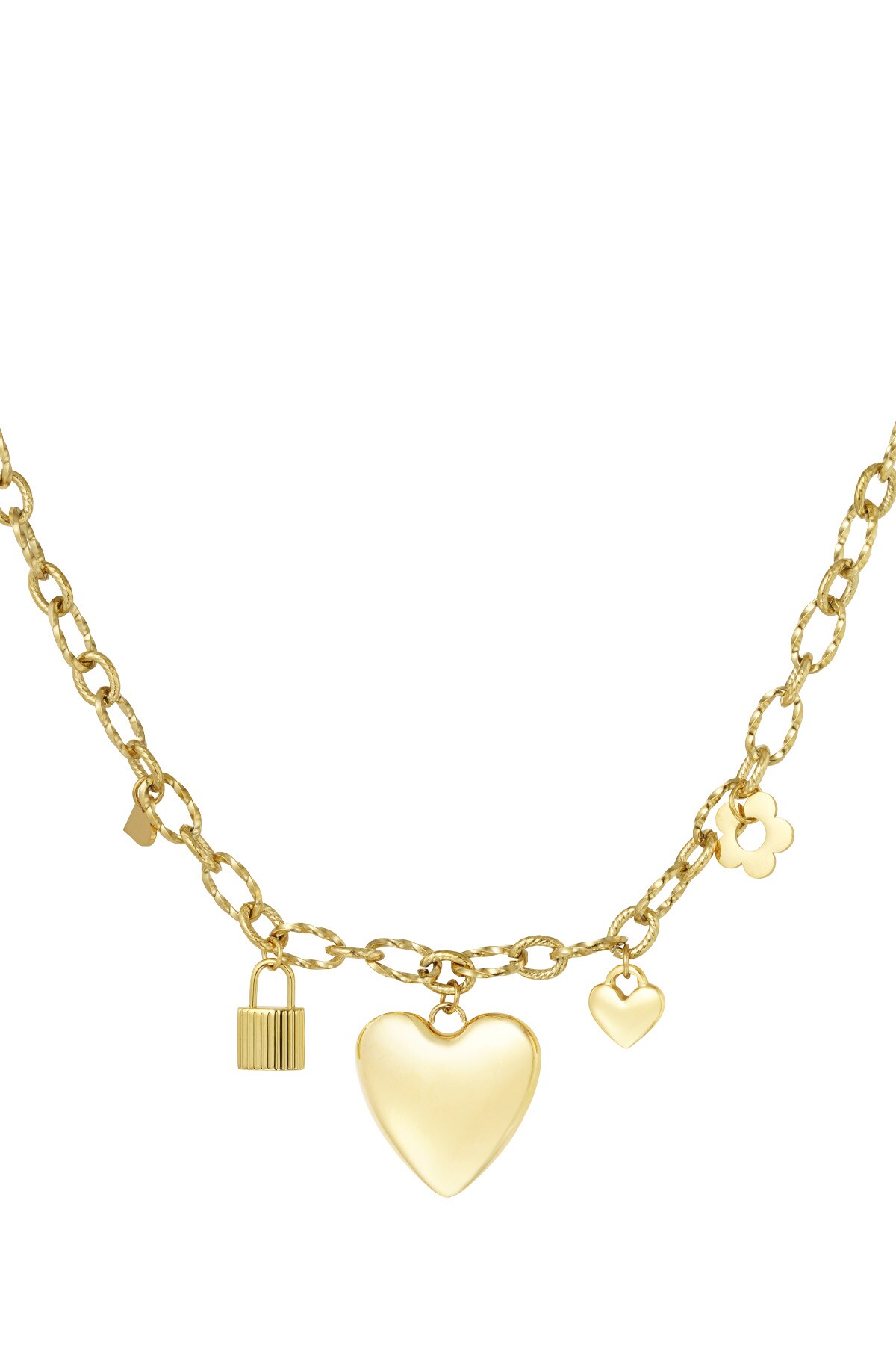 Locked Love charm necklace - Gold color h5 