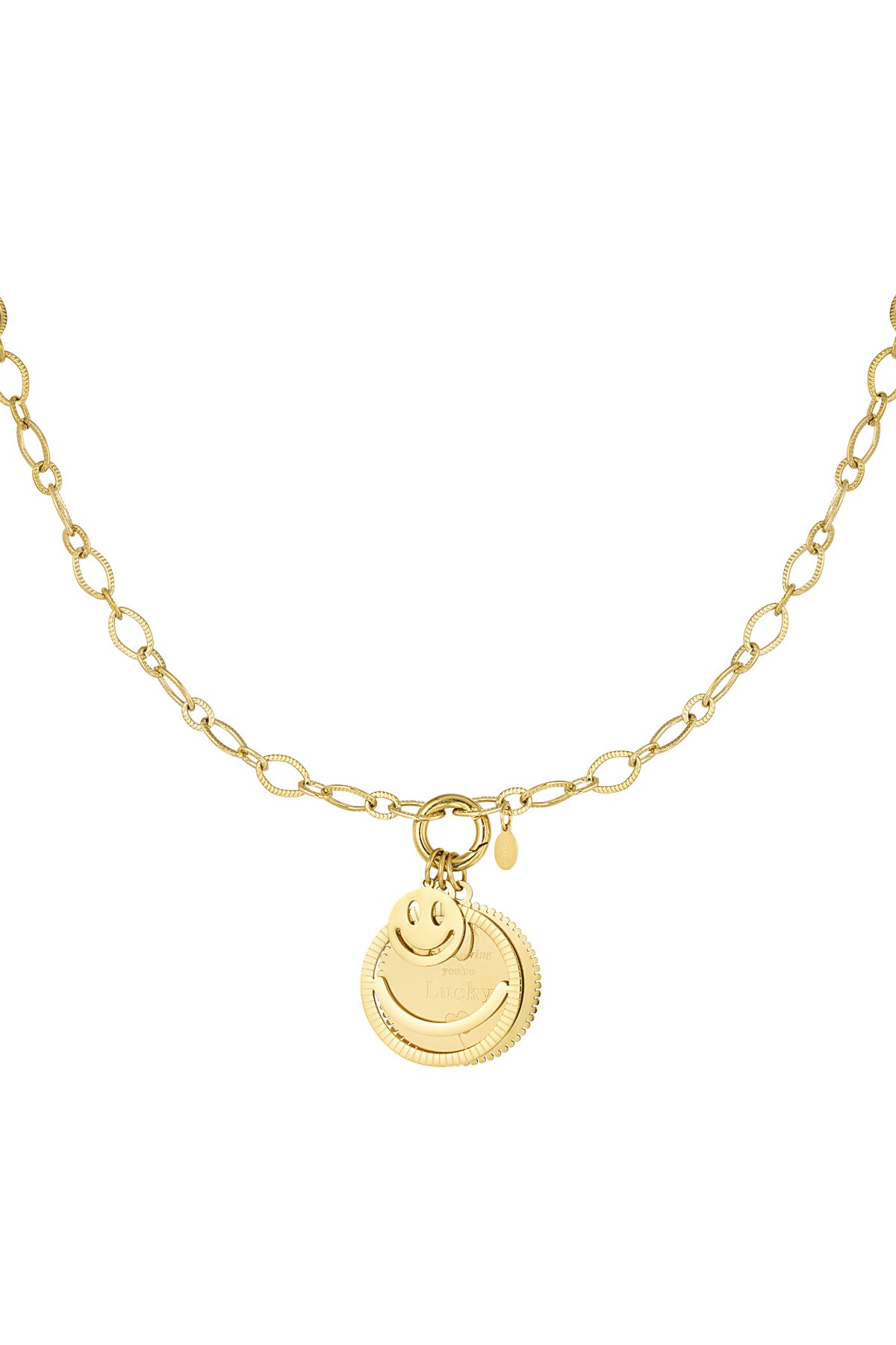 Funky smile necklace - Gold color h5 