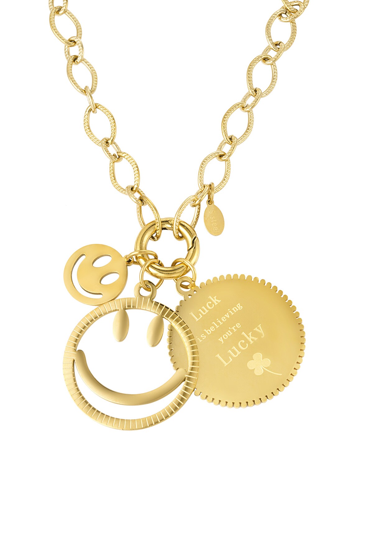 Funky smile necklace - Gold color h5 Picture3