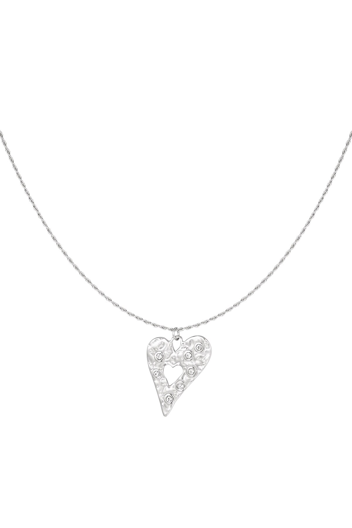 Sparkling heart necklace - Silver color h5 