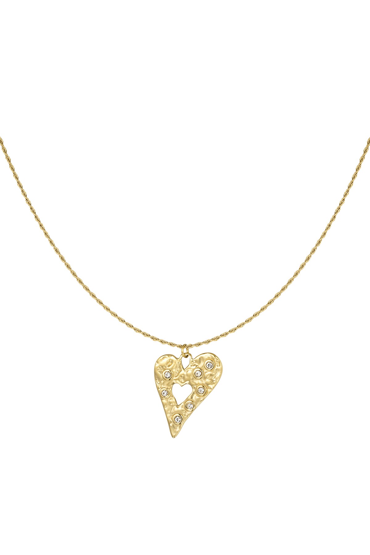 Sparkling heart necklace - Gold color h5 