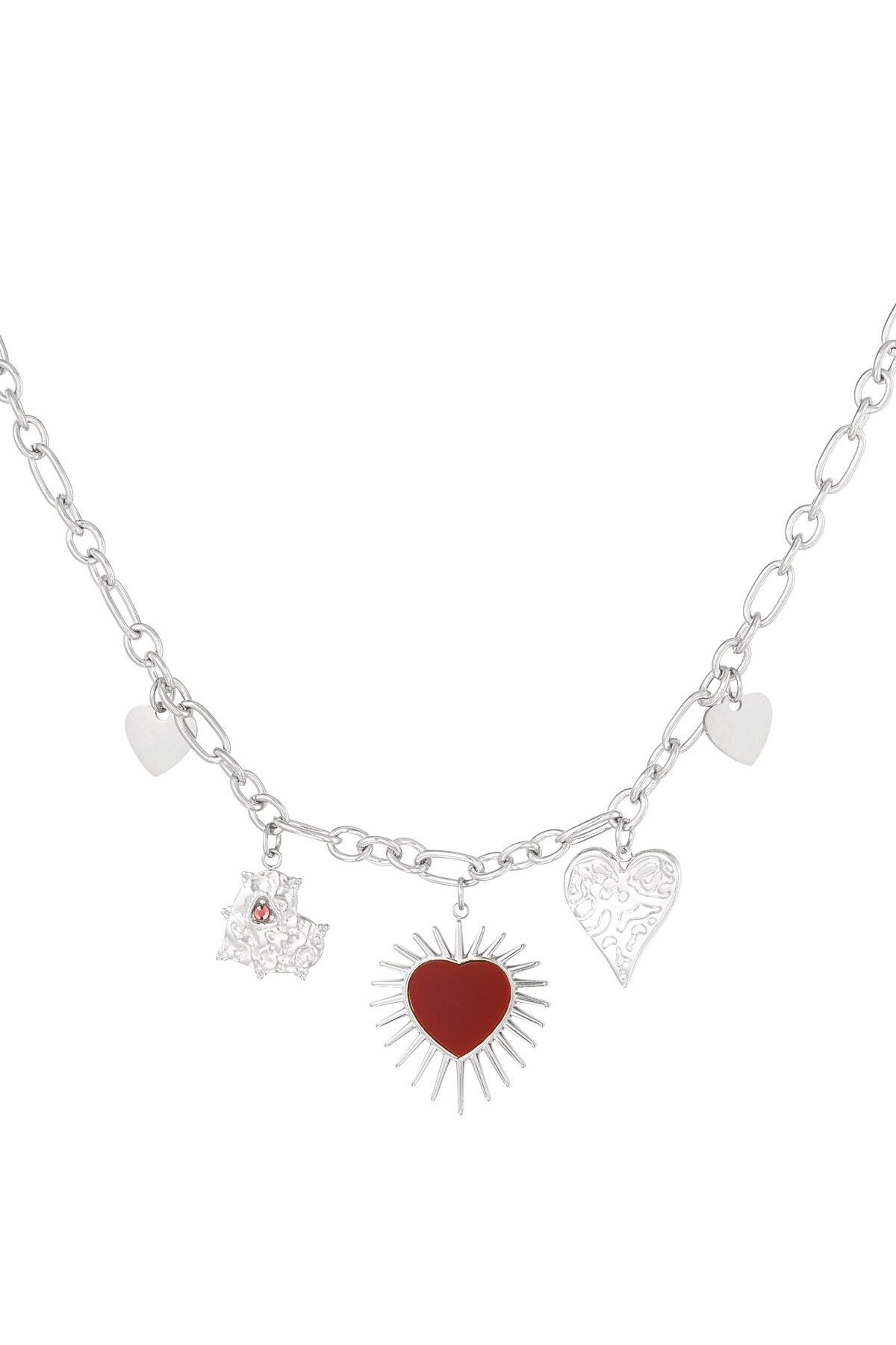 Endless hearts necklace - Silver color h5 