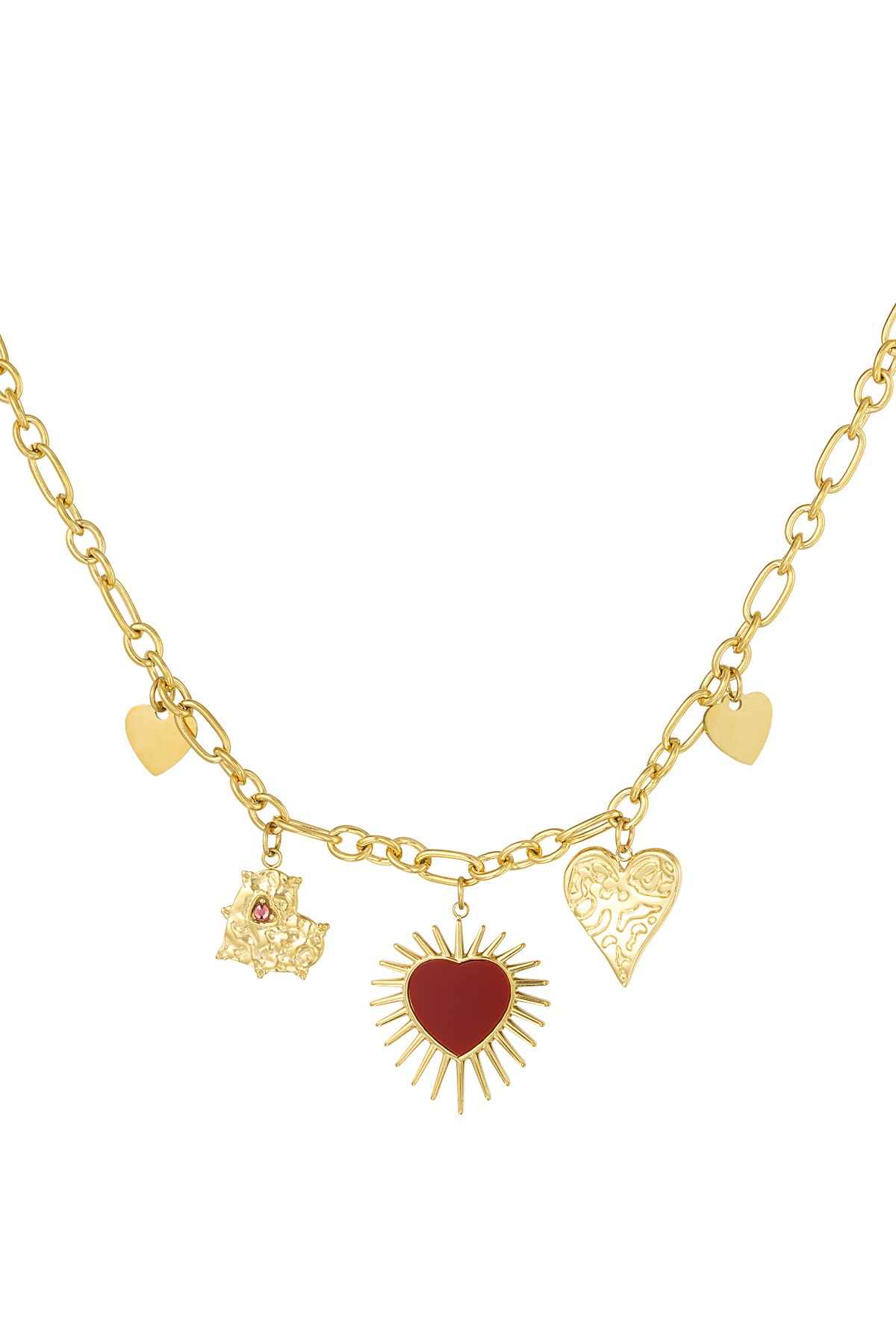 Endless hearts necklace - Gold color h5 