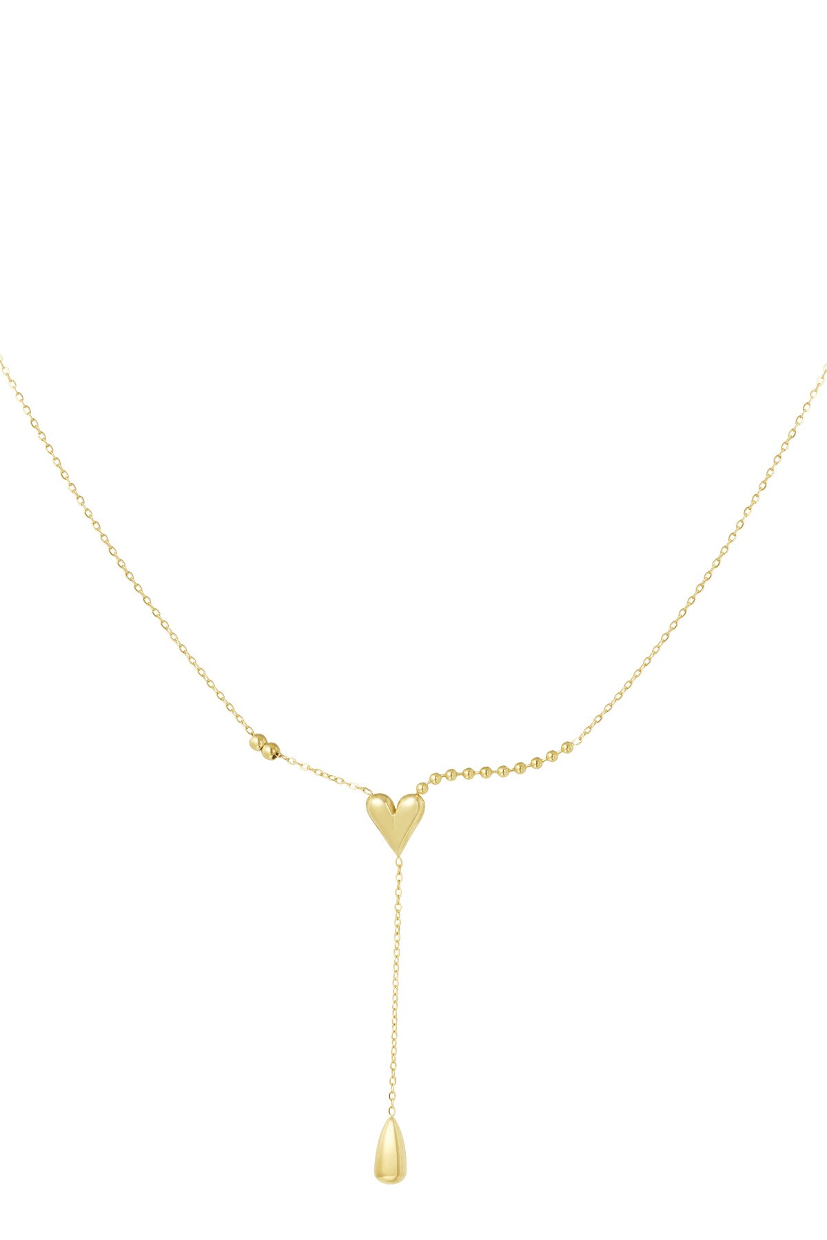 Heart Drop Necklace - Gold color h5 