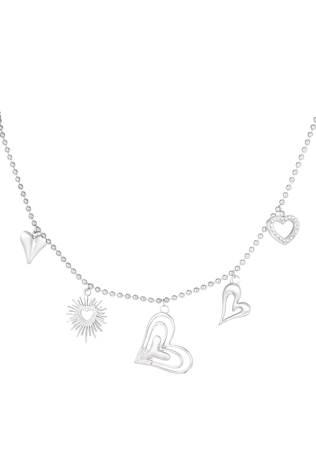 Loving hearts necklace - Silver color h5 