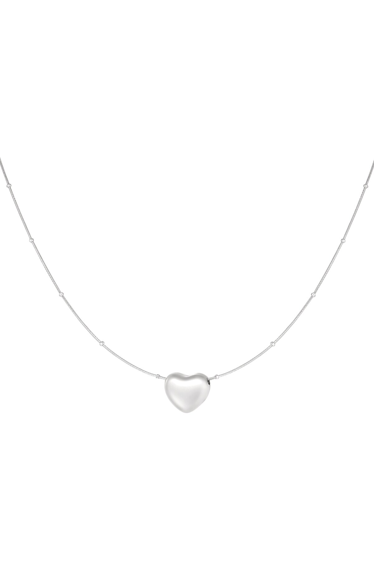 Necklace with balls and heart pendant - Silver color h5 