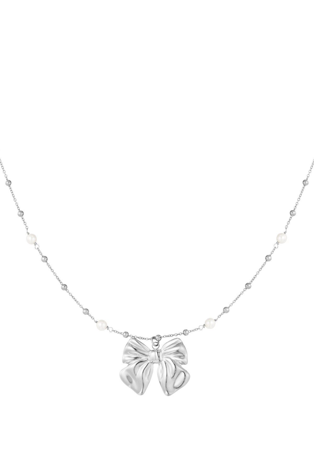 Baby bow necklace - Silver color h5 