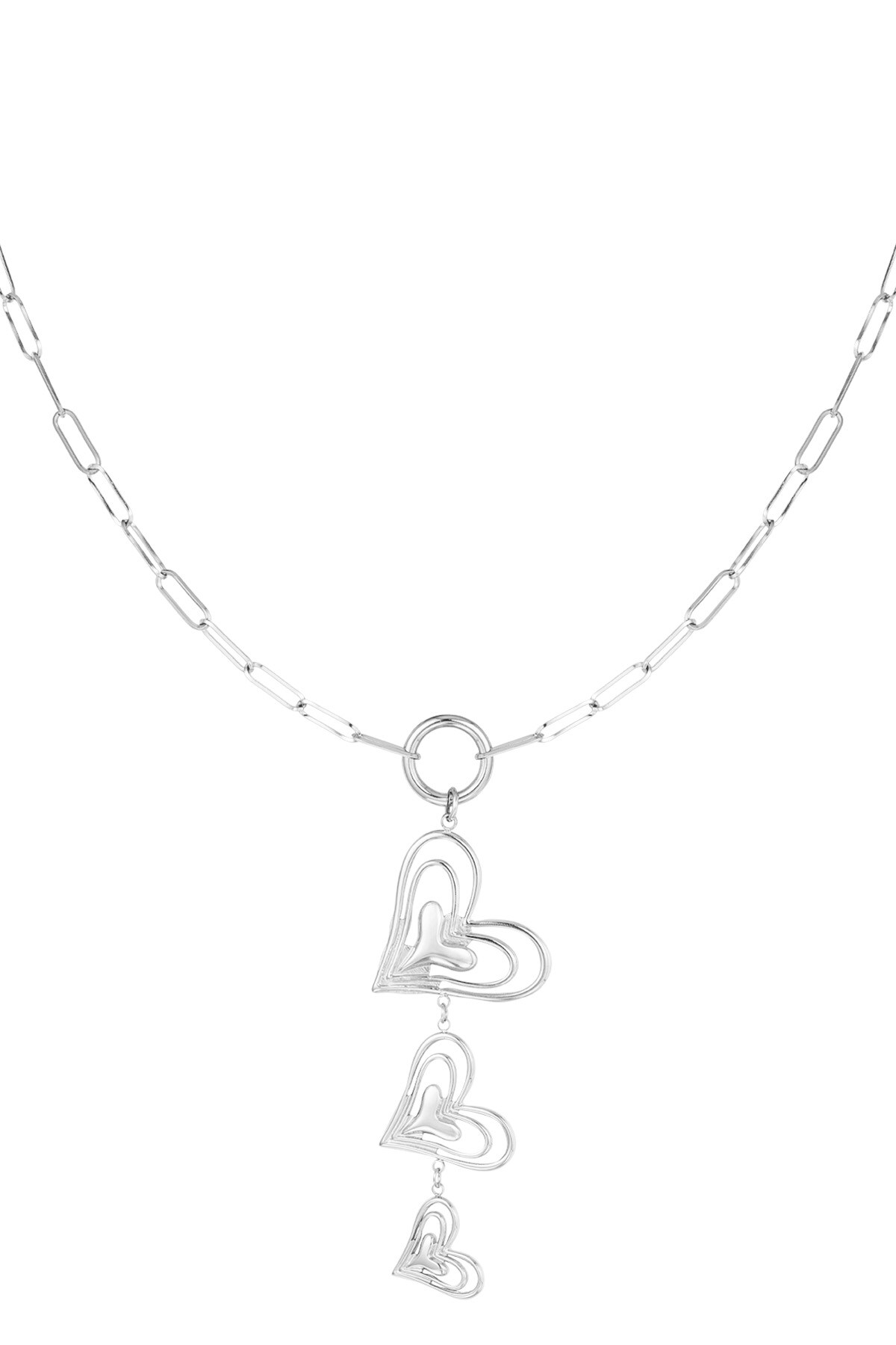 Heart trio necklace - Silver color h5 