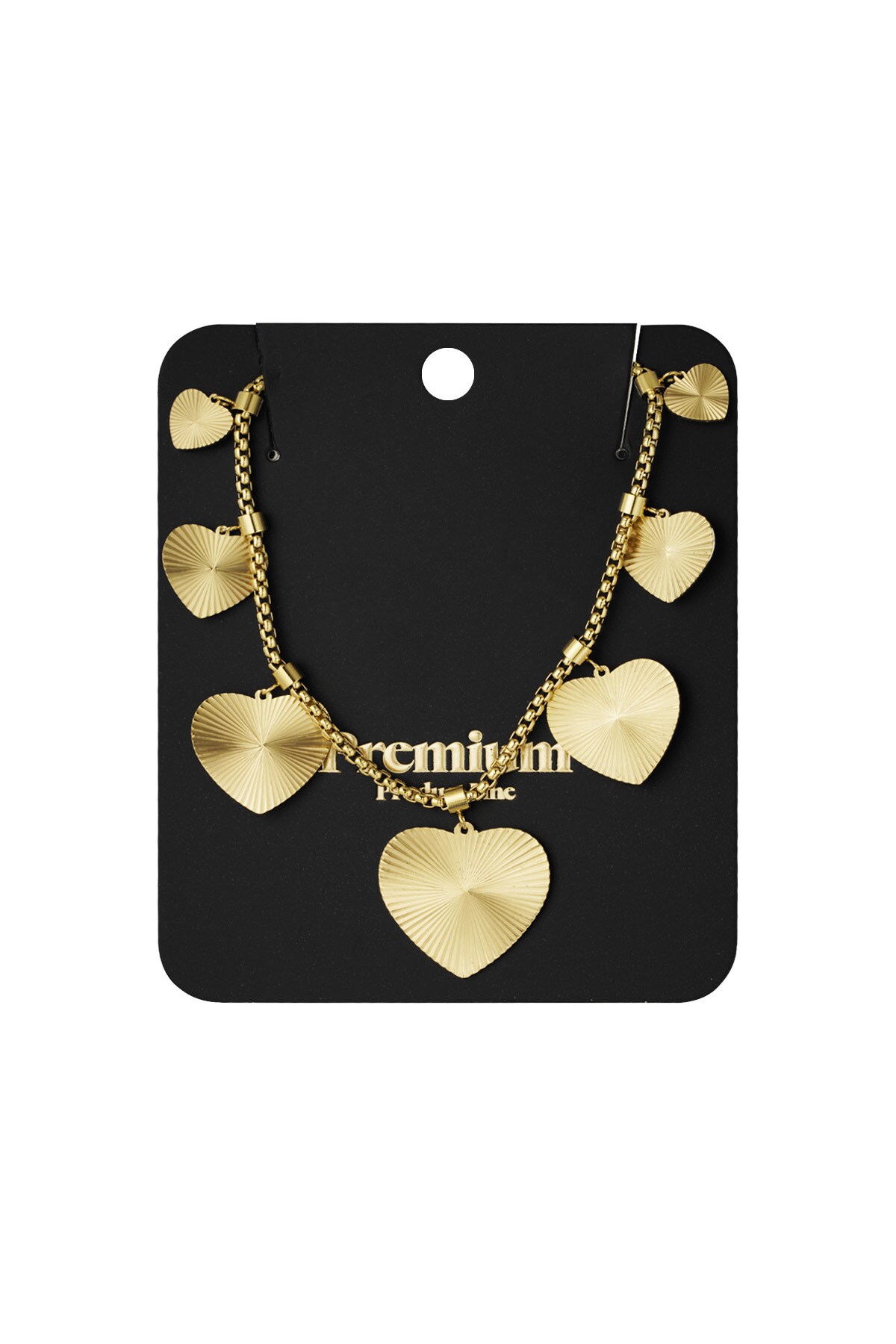 Textured hearts necklace - Gold color h5 Picture3