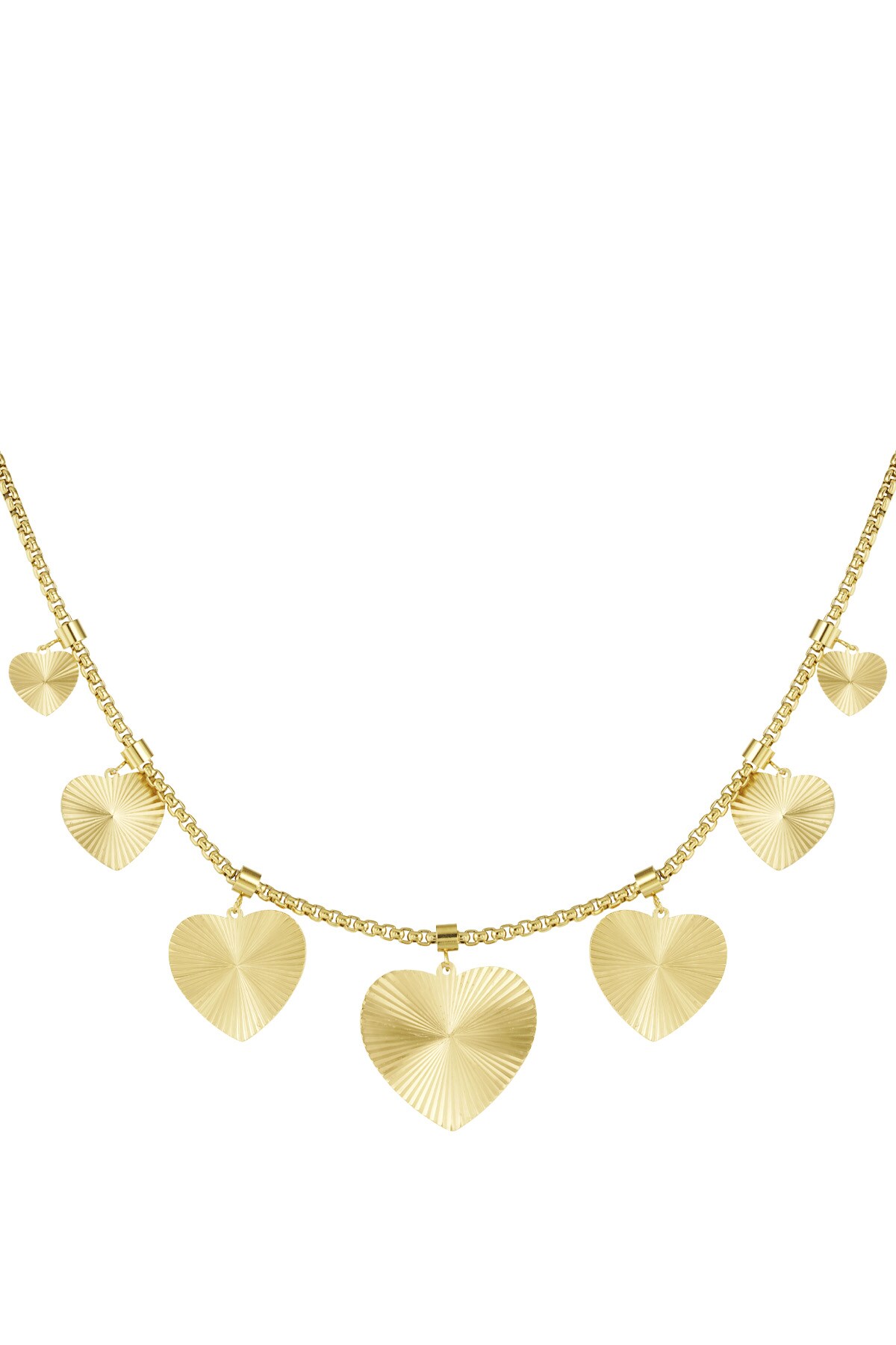 Textured hearts necklace - Gold color h5 