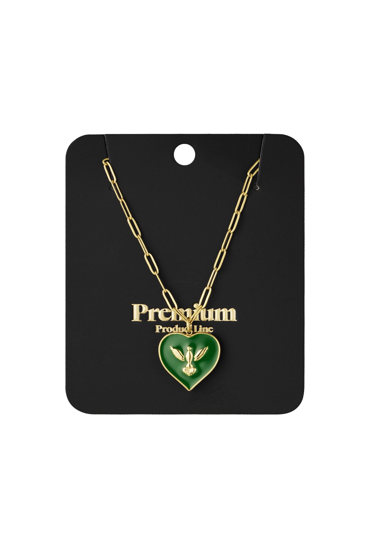 Necklace heart with bird - Gold color Picture3