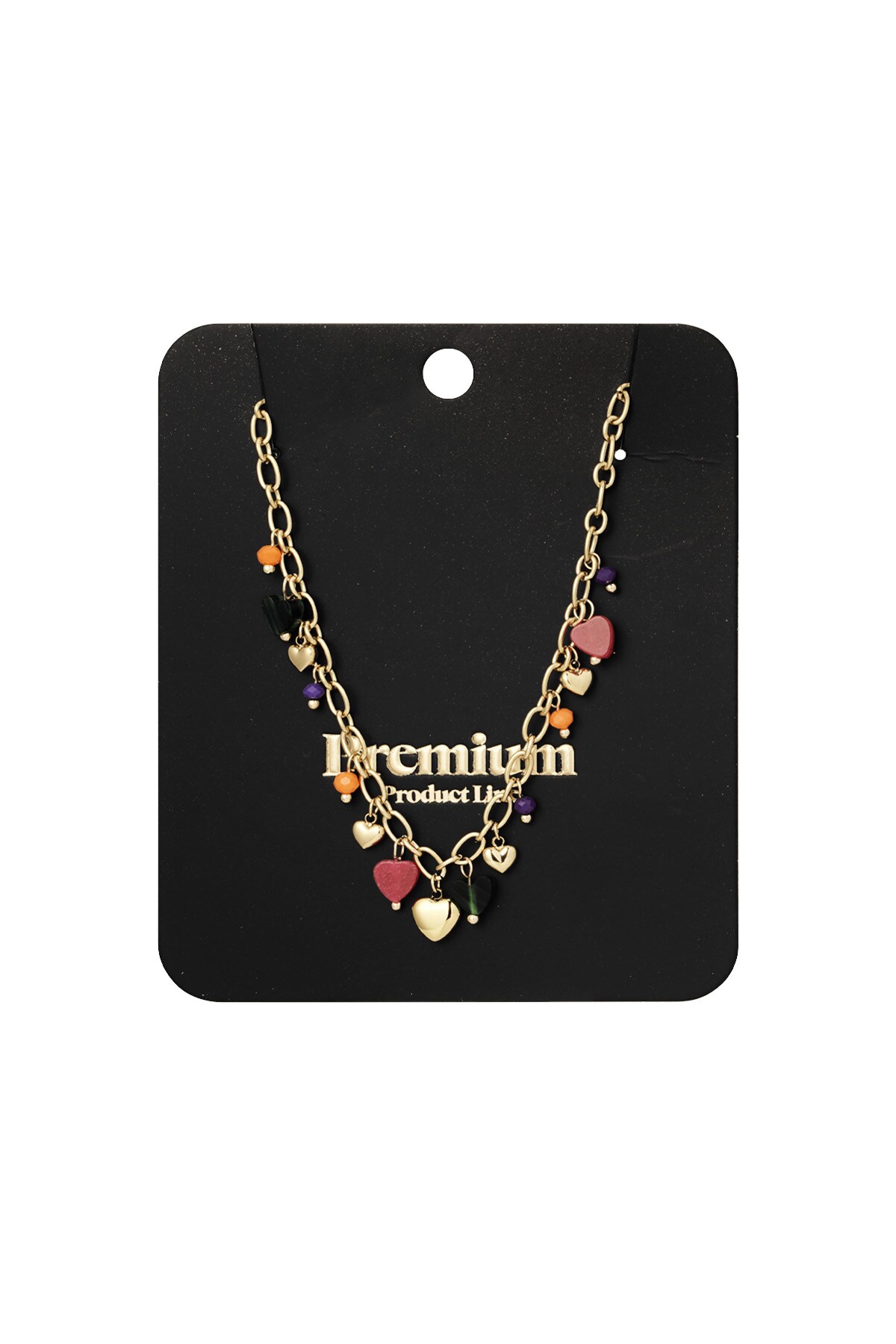 Necklace vibrant hearts - Gold color h5 Picture3