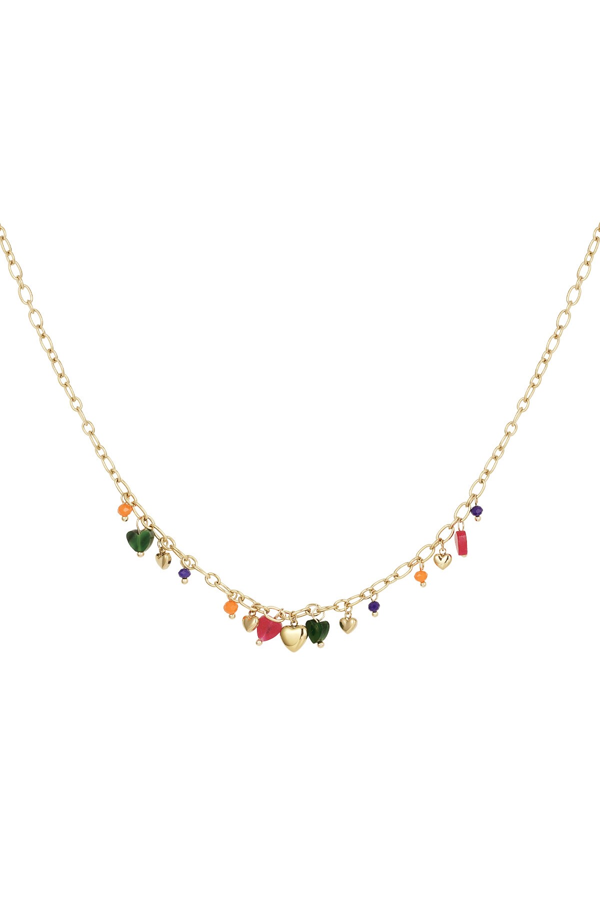 Necklace vibrant hearts - Gold color h5 