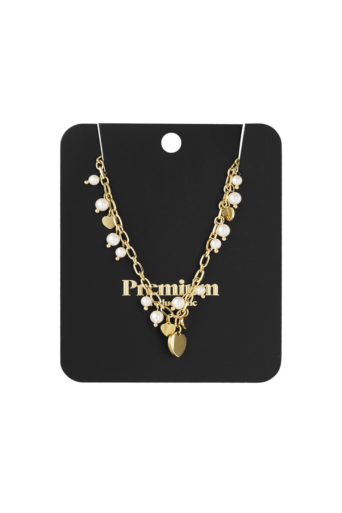 Hearts & pearls necklace - Gold color h5 Picture3