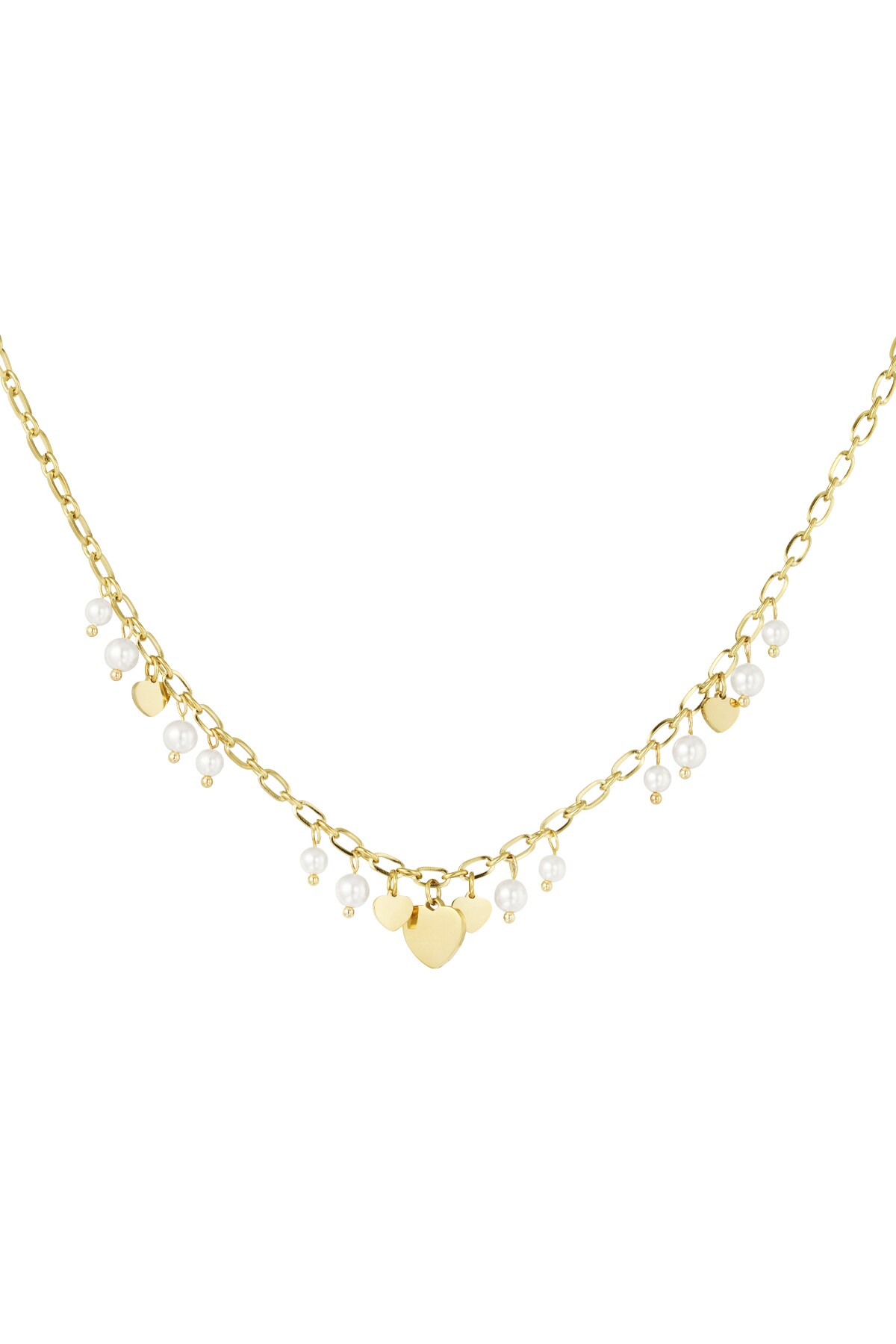 Hearts & pearls necklace - Gold color h5 