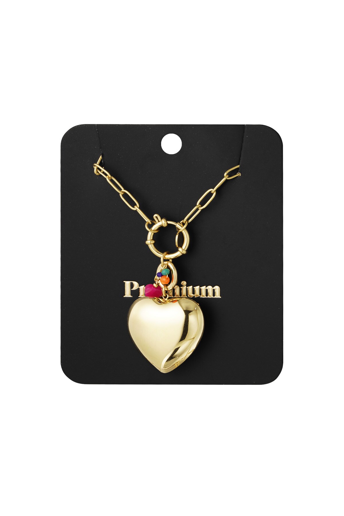 Lock necklace with heart pendant - Gold color h5 Picture3