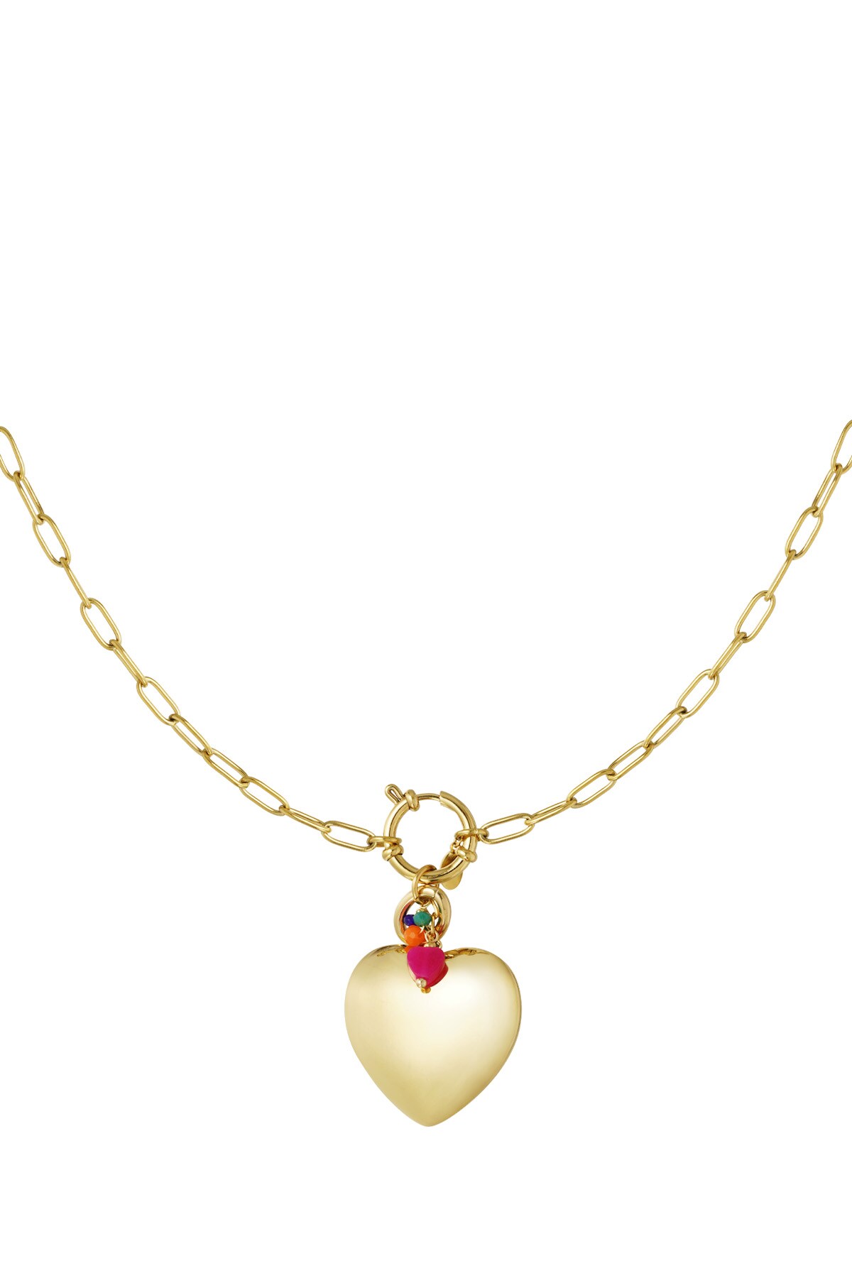 Lock necklace with heart pendant - Gold color h5 