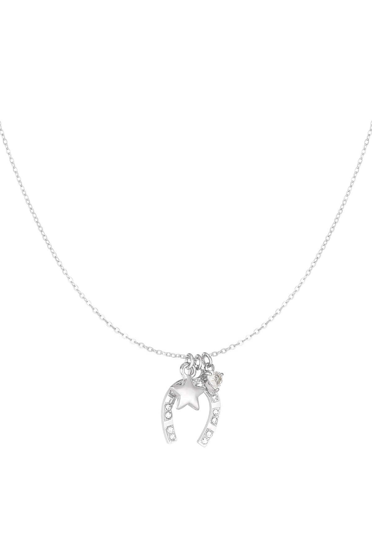 Necklace horseshoe charms - Silver color h5 