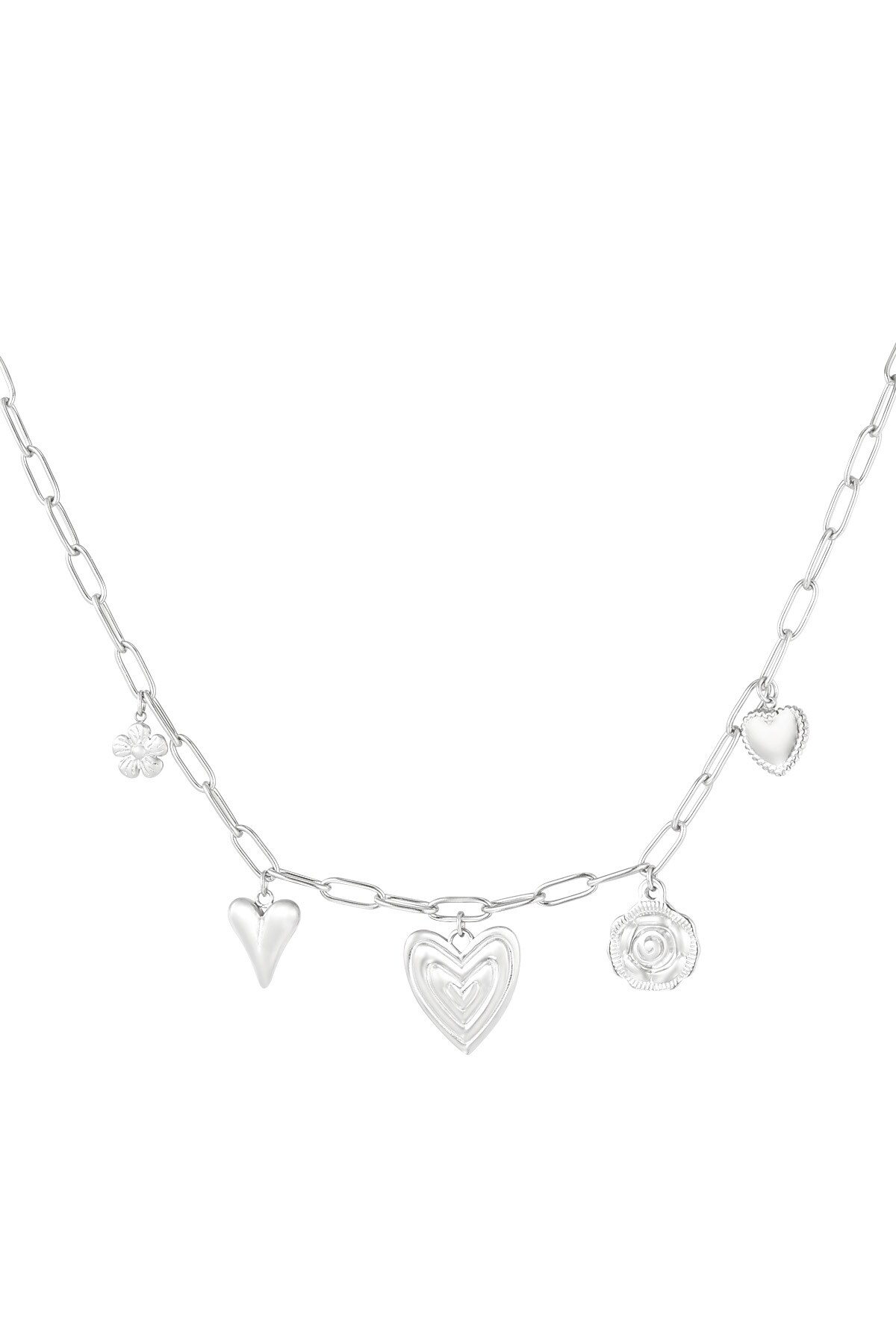 Heartfelt charms necklace - Silver color h5 