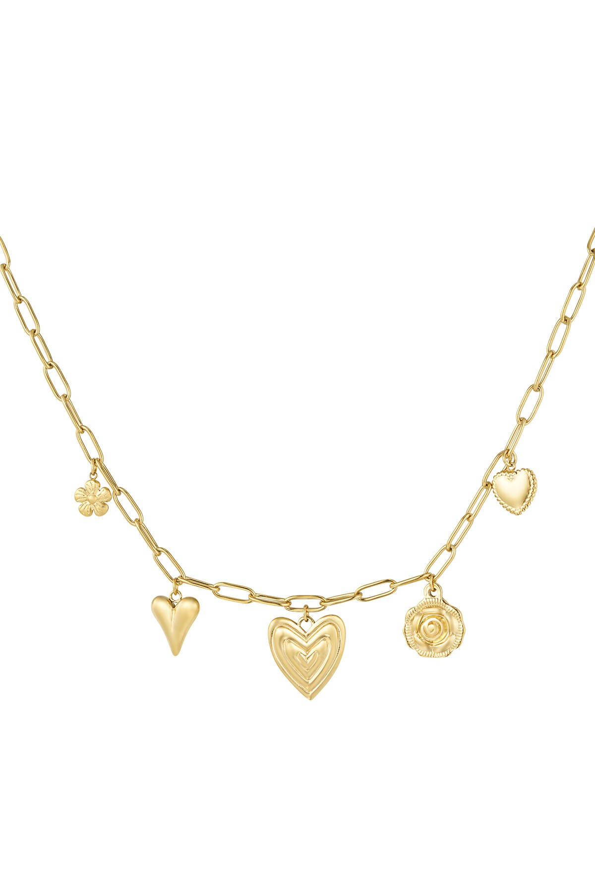 Heartfelt charms necklace - Gold color h5 