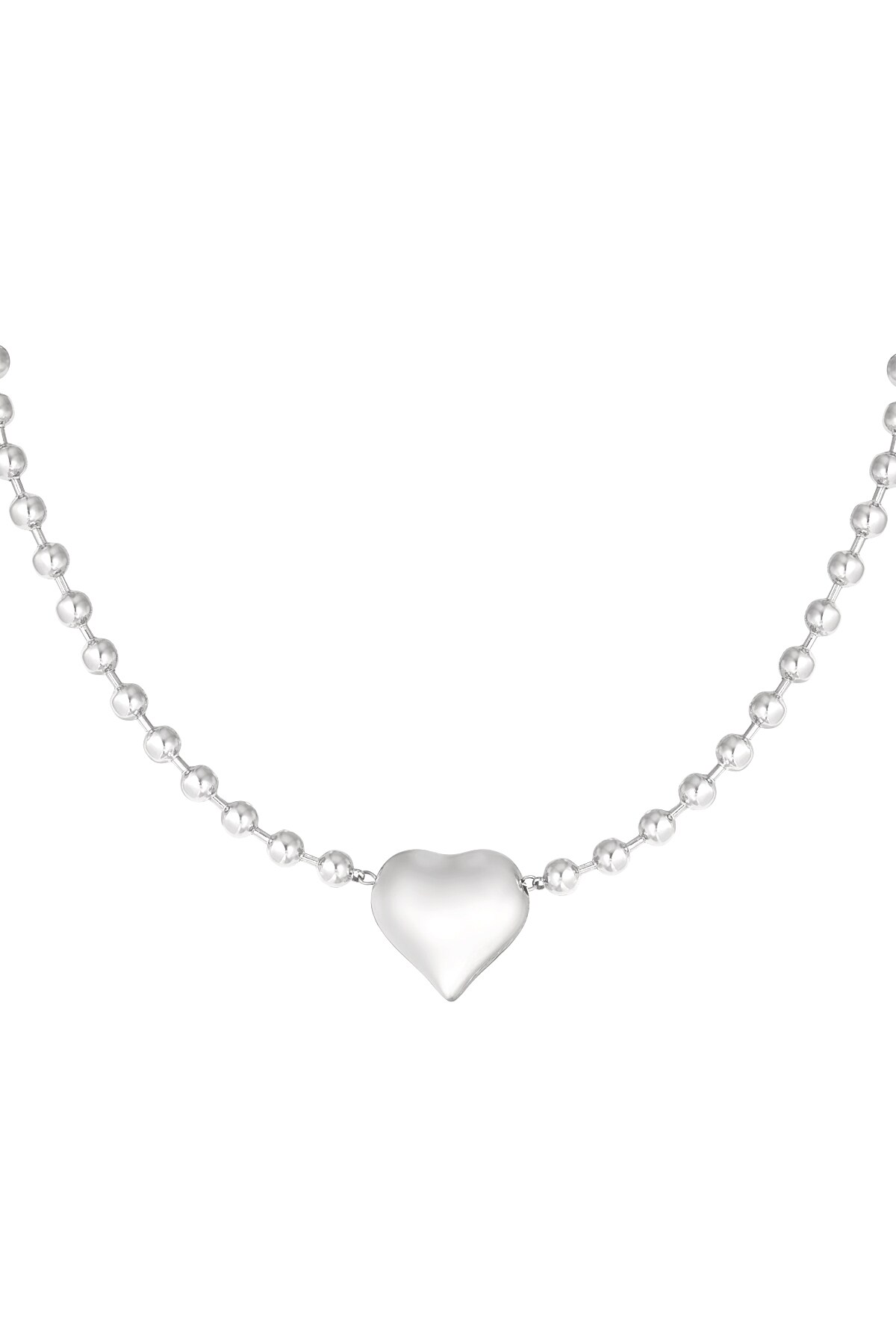 Necklace big heart - Silver color h5 