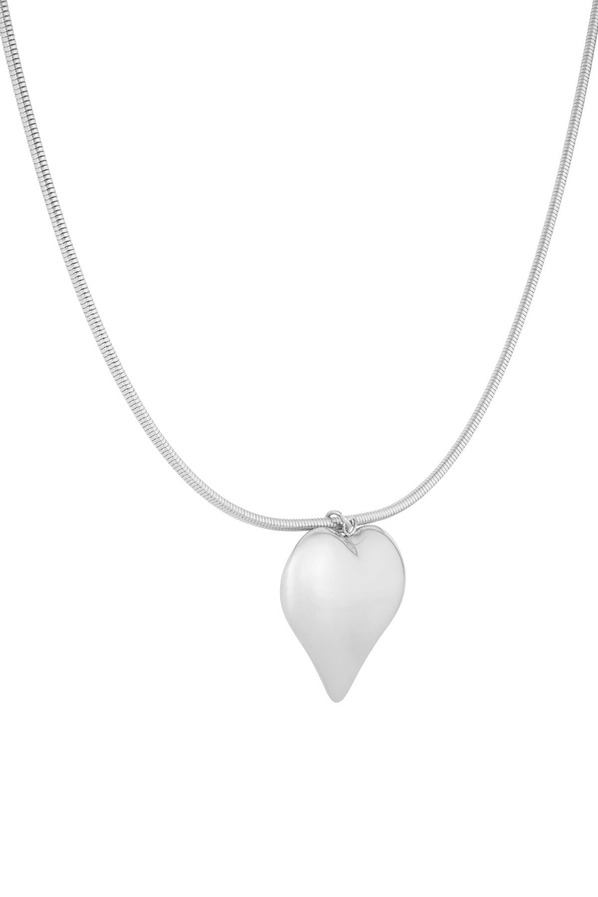 Big Heart Pendant Necklace - Silver color h5 Picture3