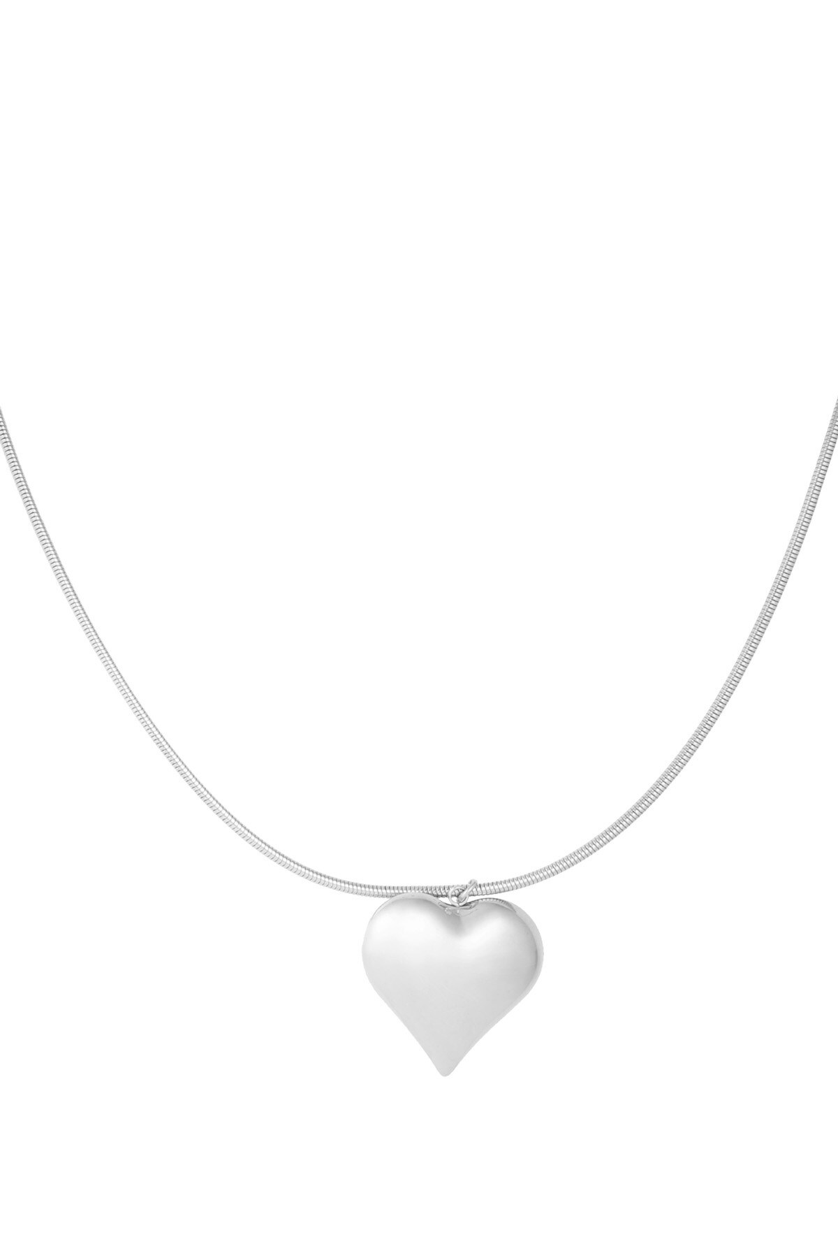 Big Heart Pendant Necklace - Silver color h5 