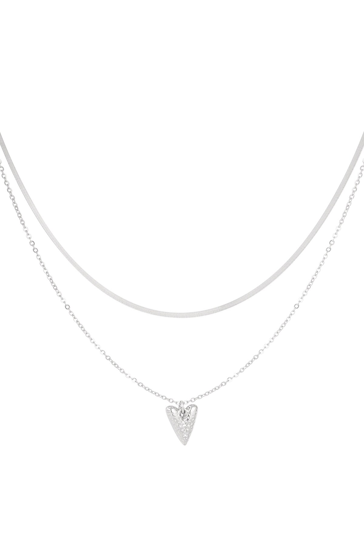 Heartfelt layers necklace - Silver color h5 