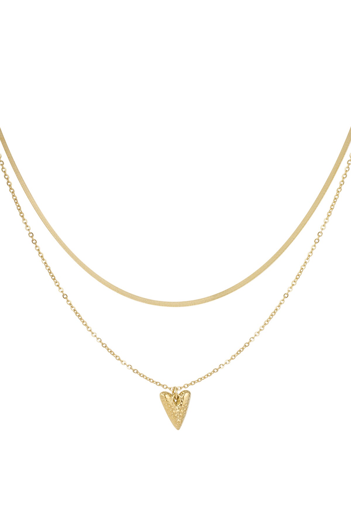 Heartfelt layers necklace - Gold color h5 