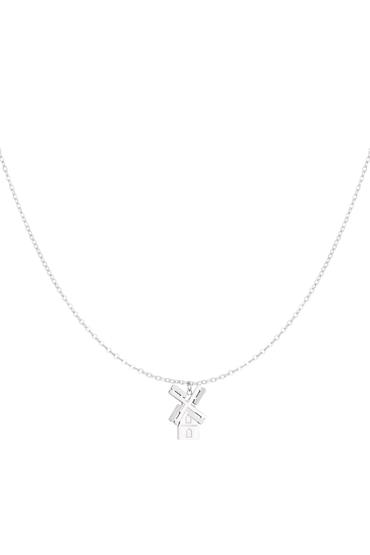 Dutch windmill necklace - Silver color h5 